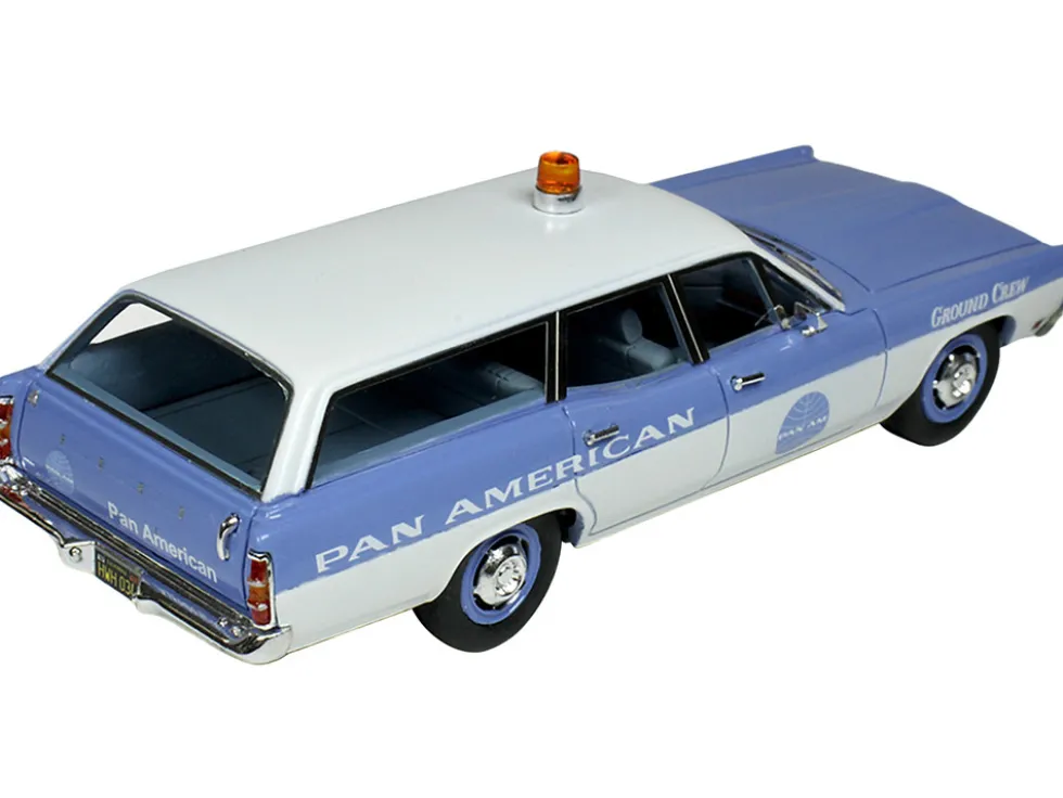 1970 Ford Galaxie Station Wagon Blue and White with Blue Interior Pan American Airlines Ground Crew Limited Edition to 180 pieces Worldwide 1/43 Model Car Goldvarg Collection GC-PAA-007