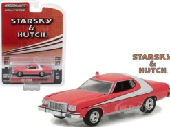 1976 Ford Gran Torino Red with White Stripe Starsky and Hutch 1975 1979 TV Series Hollywood Series Release 18 1/64 Diecast Model Car Greenlight 44780 A