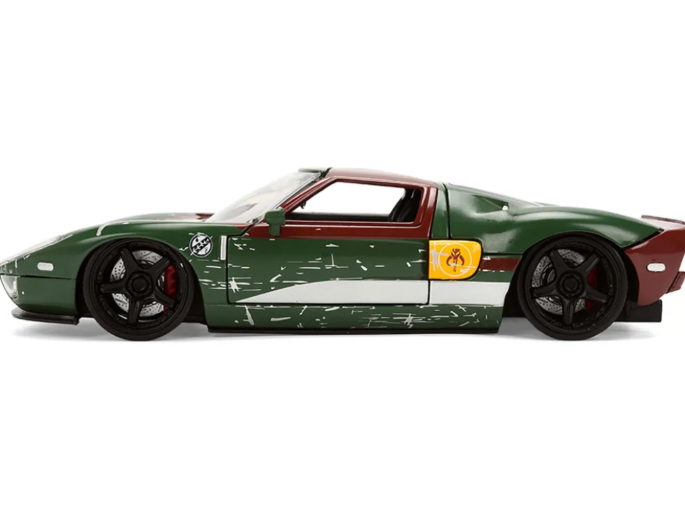 2005 Ford GT Green (Weathered) with Graphics and Boba Fett Figure "Star Wars" Franchise "Hollywood Rides" Series 1/24 Diecast Model Car by Jada