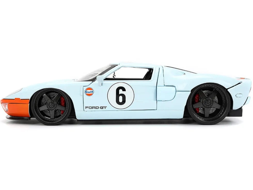 2005 Ford GT #6 "Gulf Oil" Light Blue with Orange Stripes "Hyper-Spec" Series 1/24 Diecast Model Car by Jada