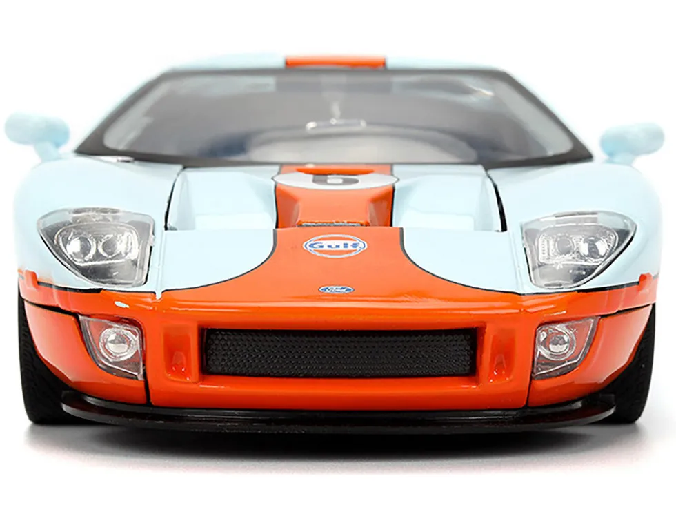 2005 Ford GT #6 "Gulf Oil" Light Blue with Orange Stripes "Hyper-Spec" Series 1/24 Diecast Model Car by Jada