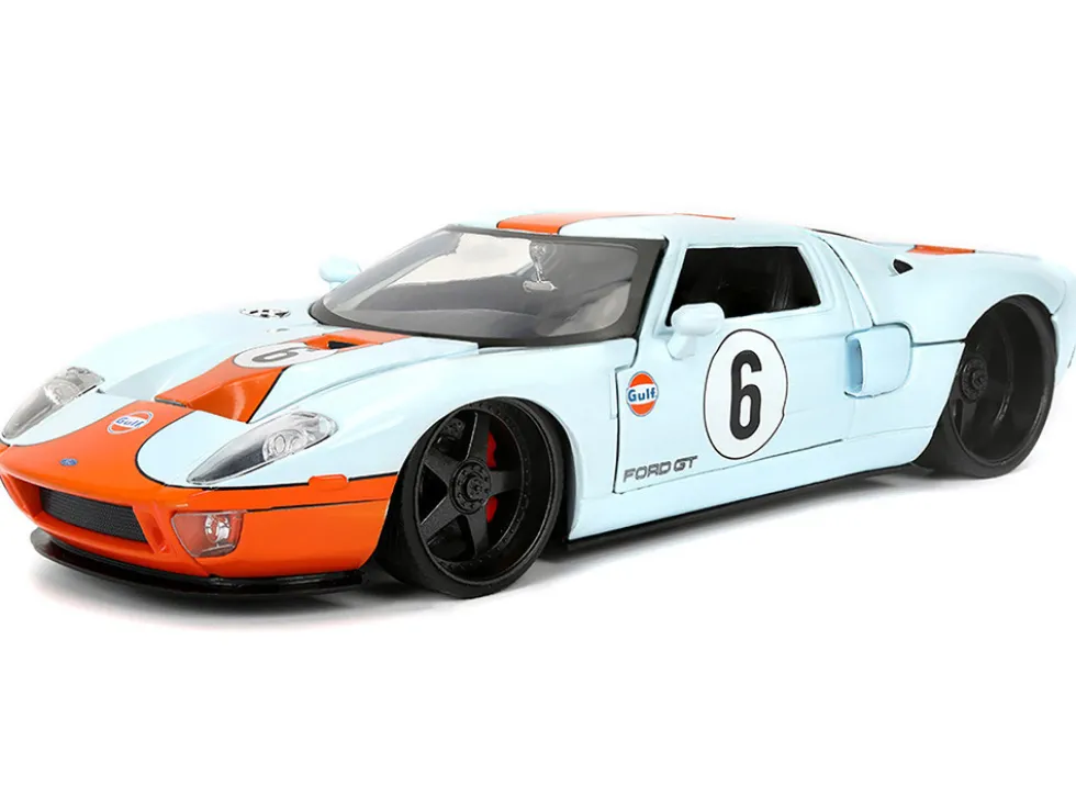 2005 Ford GT #6 "Gulf Oil" Light Blue with Orange Stripes "Hyper-Spec" Series 1/24 Diecast Model Car by Jada