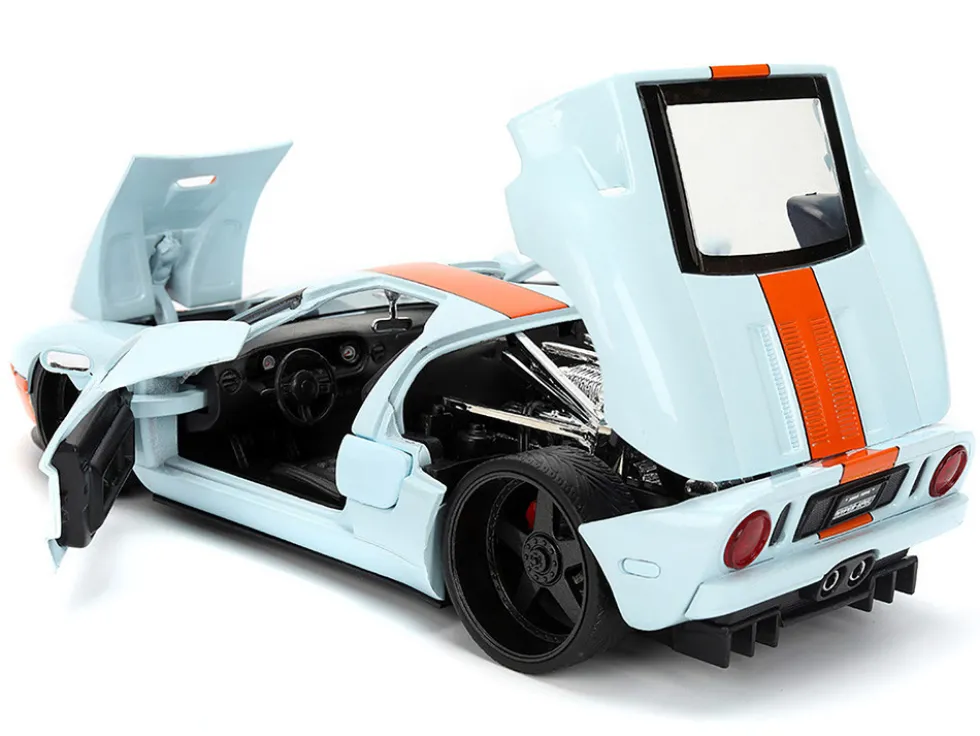 2005 Ford GT #6 "Gulf Oil" Light Blue with Orange Stripes "Hyper-Spec" Series 1/24 Diecast Model Car by Jada