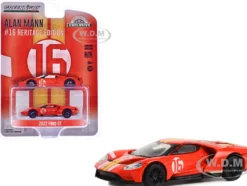 2022 Ford GT Heritage Edition #16 Alan Mann "1966 Ford AM GT-1 Prototype Tribute" Red with Stripes "Hobby Exclusive" Series 1/64 Diecast Model Car by Greenlight