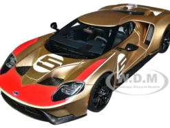 Ford GT Heritage Edition #5 Holman Moody Gold Metallic with Red and White Graphics 1/18 Model Car Autoart 72928
