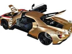 Ford GT Heritage Edition #5 Holman Moody Gold Metallic with Red and White Graphics 1/18 Model Car Autoart 72928