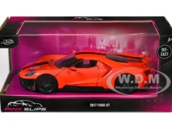 2017 Ford GT Light Red Metallic with Black Stripe Pink Slips Series 1/24 Diecast Model Car Jada 34657