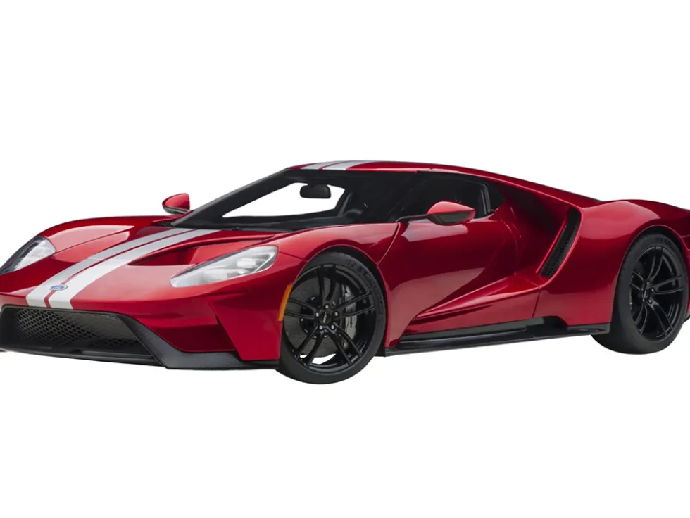 2017 Ford GT Liquid Red Metallic Silver Stripes 1/12 Model Car Autoart 12106