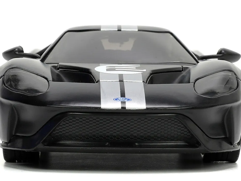 2017 Ford GT #2 Matt Black Silver Stripes Gold Wheels Bigtime Muscle Series 1/24 Diecast Model Car Jada 33882