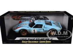 1966 Ford GT-40 MK 2 Blue Dirty Version #1 1/18 Diecast Car Model Shelby Collectibles 405