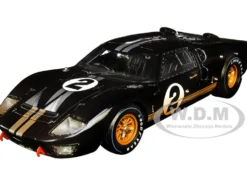 1966 Ford GT-40 MK II #2 Black Silver Stripes After Race Dirty Version 1/18 Diecast Model Car Shelby Collectibles SC431