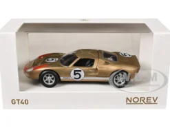 1966 Ford GT40 MKII #5 Kandy Gold Metallic with White Stripes and Red Graphics 1/43 Diecast Model Car by Norev