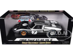 1966 Ford GT-40 MK II #7 Silver 1/18 Diecast Model Car Shelby Collectibles SC404
