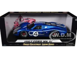 1967 Ford GT MK IV #4 Blue LeMans 24 Hours L.Ruby / D.Hulme 1/18 Diecast Model Car Shelby Collectibles SC426