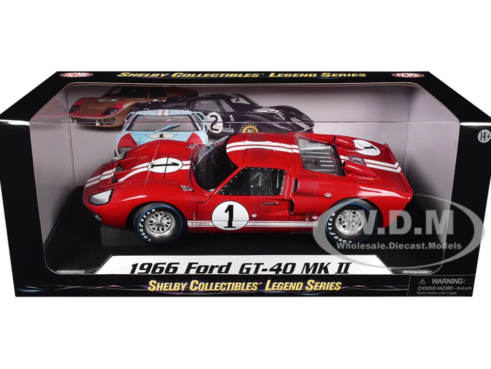 1966 Ford GT-40 MK 2 Red #1 1/18 Diecast Model Car Shelby Collectibles 407