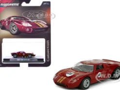 1965 Ford GT40 MK1 #25 Red Metallic with Gold Stripes "Collection" Series 1/64 Diecast Model Car by Majorette