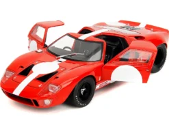 Ford GT40 MK1 Red with White Stripes and Graphics