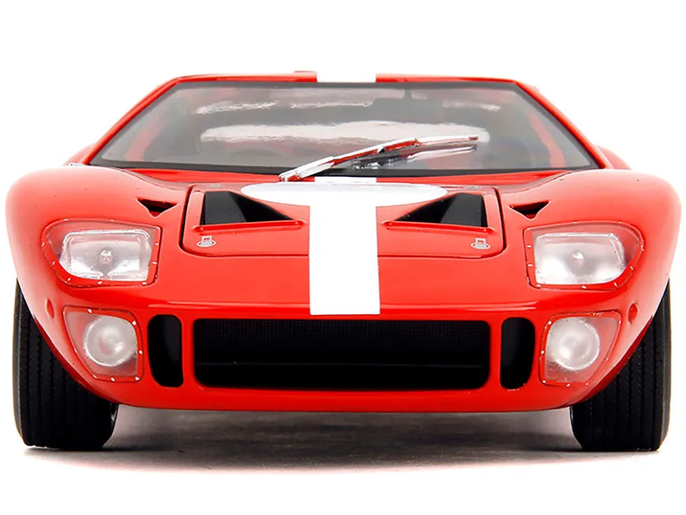 Ford GT40 MK1 Red with White Stripes and Graphics "Pink Slips" Series 1/18 Diecast Model Car by Jada