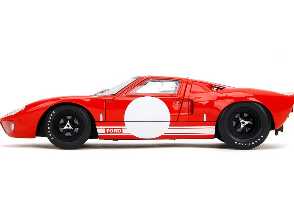 Ford GT40 MK1 Red with White Stripes and Graphics "Pink Slips" Series 1/18 Diecast Model Car by Jada