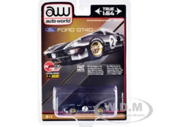 1966 Ford GT40 RHD Right Hand Drive #2 Black Silver Stripes Limited Edition 3600 pieces Worldwide 1/64 Diecast Model Car Auto World CP7922