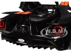2017 Ford GT Shadow Black Orange Stripes 1/18 Model Car Autoart 72945