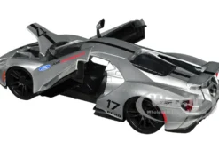 2017 Ford GT #17 Silver Metallic Black Stripes Ford Performance Bigtime Muscle Series 1/24 Diecast Model Car Jada 33857