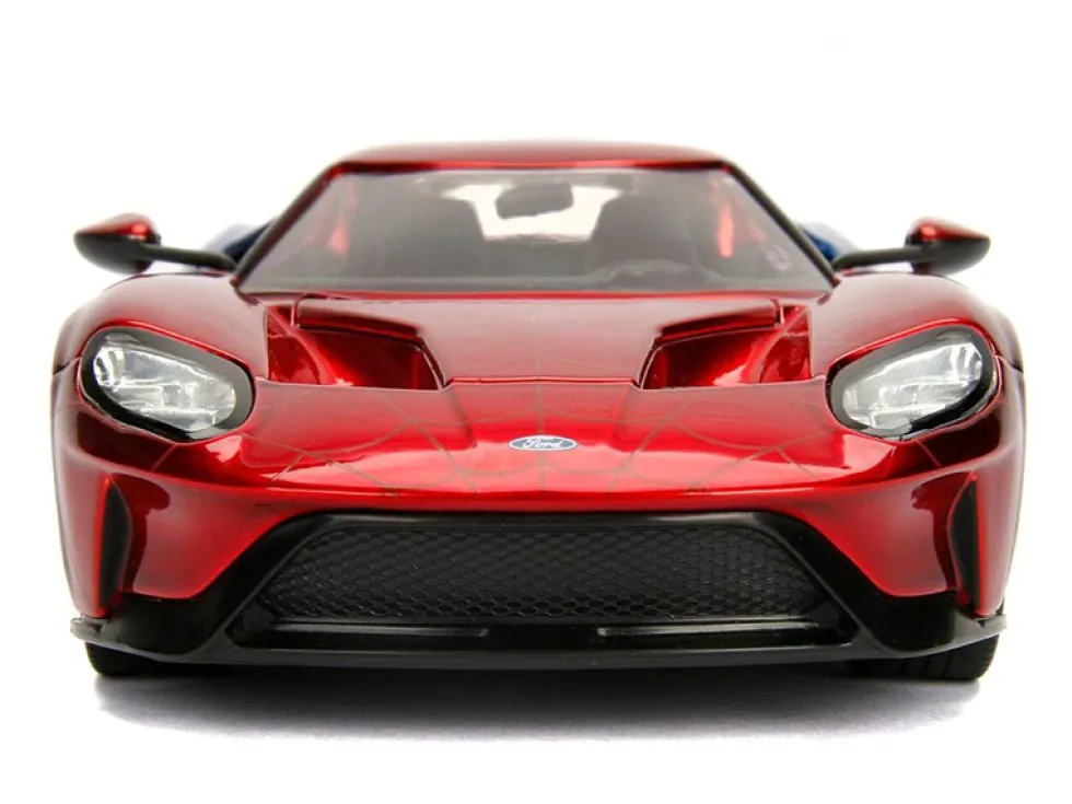2017 Ford GT Spider Man Diecast Figure Marvel Series 1/24 Diecast Model Car Jada 99725
