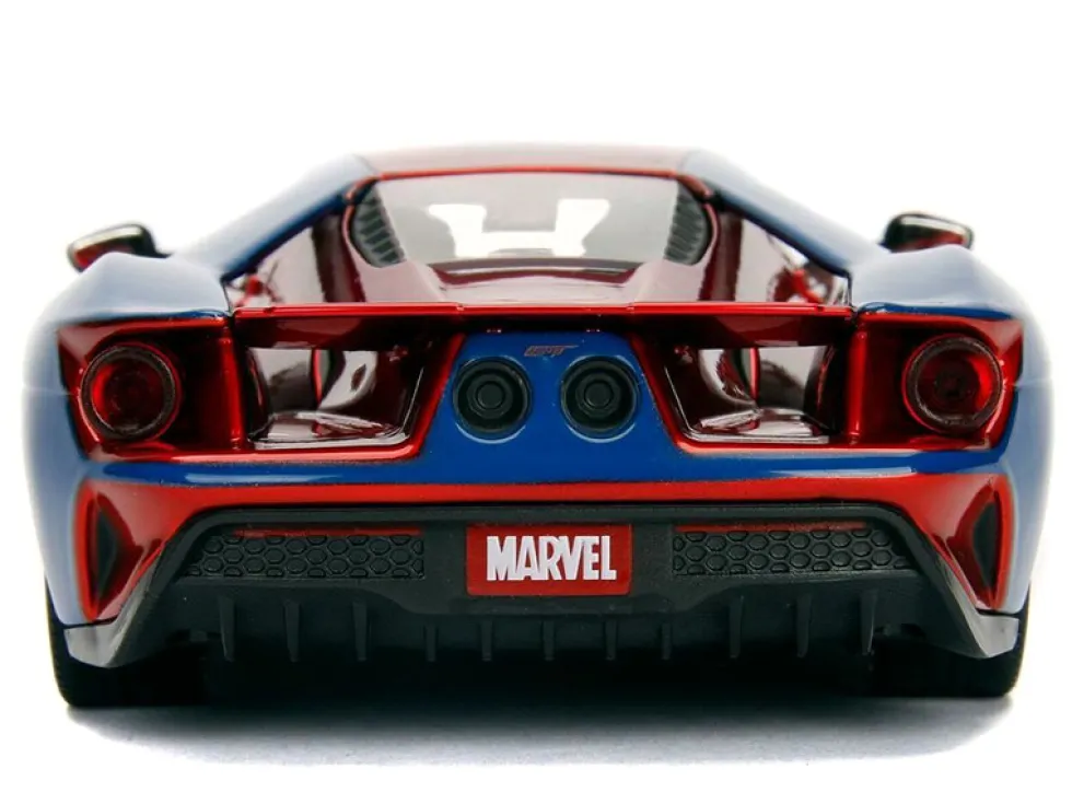 2017 Ford GT Spider Man Diecast Figure Marvel Series 1/24 Diecast Model Car Jada 99725