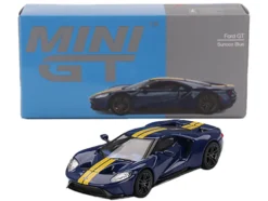Ford GT Sunoco Blue with Yellow Stripes Limited Edition to 3600 pieces Worldwide 1/64 Diecast Model Car by Mini GT