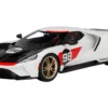 2021 Ford GT #98 White Black Hood Heritage Edition 1/18 Model Car Top Speed TS0317
