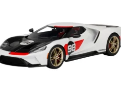 2021 Ford GT #98 White Black Hood Heritage Edition 1/18 Model Car Top Speed TS0317