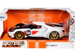 2021 Ford Gt #98 White Heritage Edition Bigtime Muscle Series 1/24 Diecast Model Car Jada 32700
