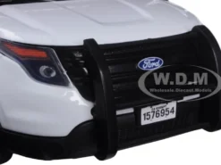 2015 Ford Interceptor Unmarked Police Car with Light Bar White 1/24 Diecast Model Car Motormax 76959
