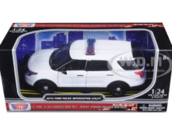 2015 Ford Interceptor Unmarked Police Car with Light Bar White 1/24 Diecast Model Car Motormax 76959