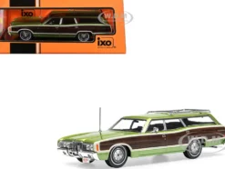 1972 Ford LTD Country Squire Wagon Green Metallic with Woodgrain Sides 1/43 Diecast Model by IXO Models