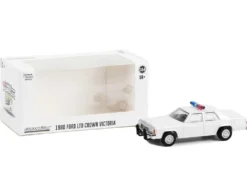 1980 1991 Ford LTD Crown Victoria Police White with Light Bar Hot Pursuit Hobby Exclusive Series 1/64 Diecast Model Car Greenlight GL43007L