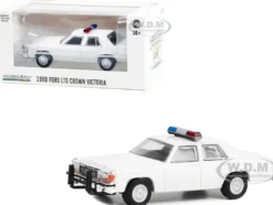 1980 1991 Ford LTD Crown Victoria Police White with Light Bar Hot Pursuit Hobby Exclusive Series 1/64 Diecast Model Car Greenlight GL43007L