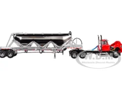 Ford LTL 9000 Day Cab with Heil Pneumatic Tank Trailer Heil Red 1/64 Diecast Model by DCP/First Gear