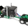 Ford LTL 9000 with 60" Flat Top Sleeper and 45' Wilson Vintage Livestock Trailer Black and Green 1/64 Diecast Model by DCP/First Gear