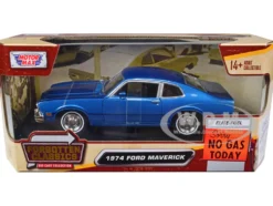 1974 Ford Maverick Blue Metallic Forgotten Classics Series 1/24 Diecast Model Car Motormax 73326bl