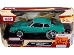 1974 Ford Maverick Grabber Green Black Stripes Forgotten Classics Series 1/24 Diecast Model Car Motormax 73332grn