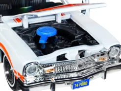 1974 Ford Maverick Grabber White Orange Stripes Forgotten Classics Series 1/24 Diecast Model Car Motormax 73332w