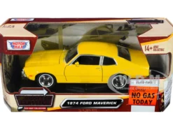 1974 Ford Maverick Yellow Forgotten Classics Series 1/24 Diecast Model Car Motormax 73326y