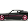 1969 Ford Mustang Black Metallic with Pink Stripes and Wheels Pink Slips Series 1/32 Diecast Model Car Jada 34853
