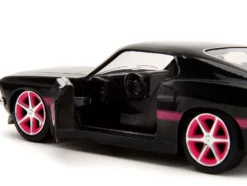 1969 Ford Mustang Black Metallic with Pink Stripes and Wheels Pink Slips Series 1/32 Diecast Model Car Jada 34853