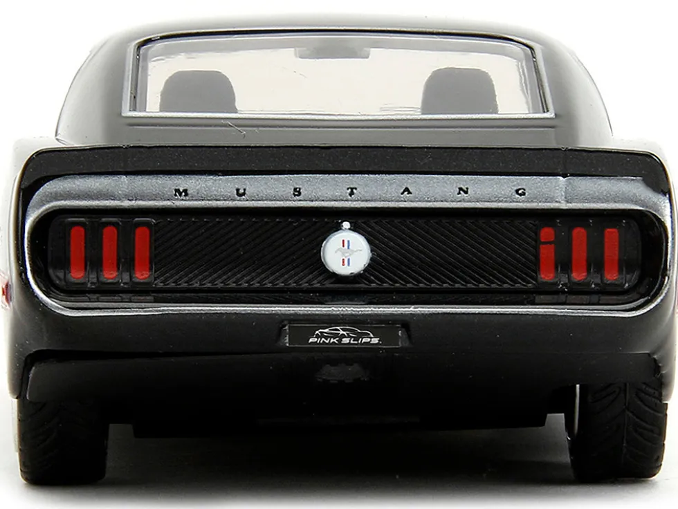 1969 Ford Mustang Black Metallic with Pink Stripes and Wheels Pink Slips Series 1/32 Diecast Model Car Jada 34853