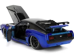 1970 Ford Mustang Boss 429 Black and Blue Metallic with Flames "Bigtime Muscle" Series 1/24 Diecast Model Car by Jada