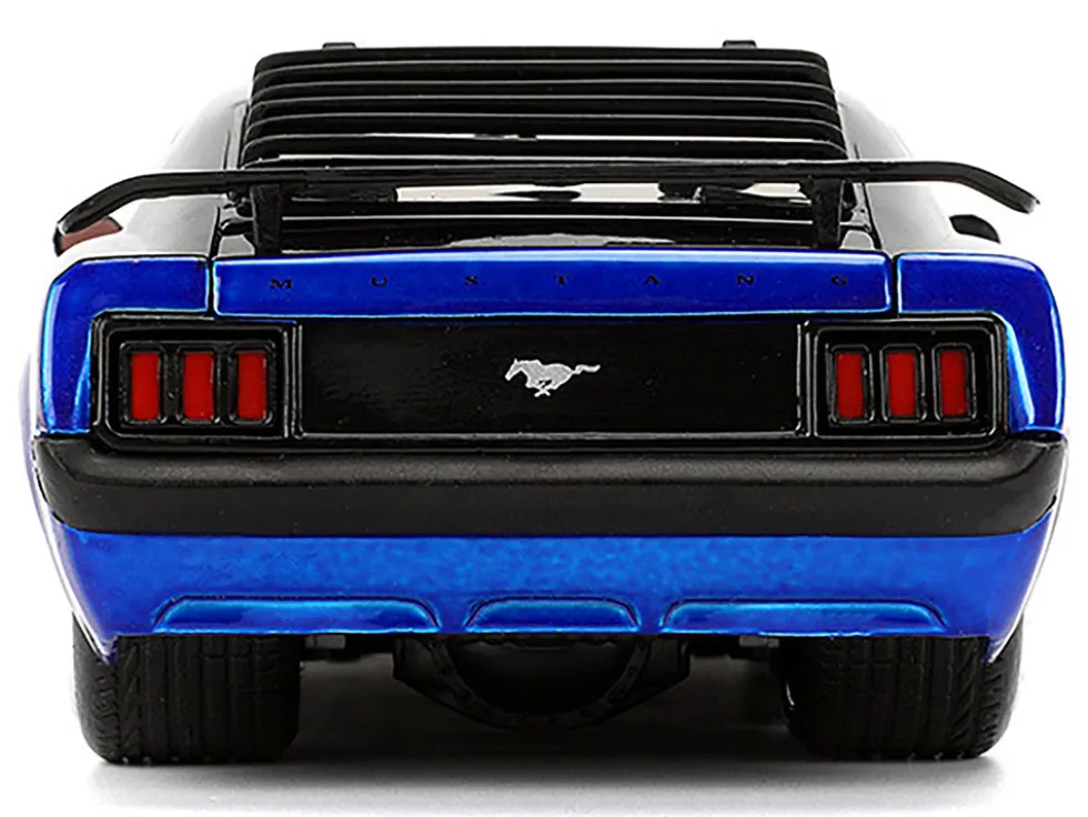 1970 Ford Mustang Boss 429 Black and Blue Metallic with Flames "Bigtime Muscle" Series 1/24 Diecast Model Car by Jada