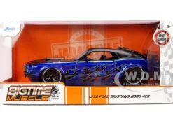 1970 Ford Mustang Boss 429 Black and Blue Metallic with Flames