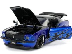 1970 Ford Mustang Boss 429 Black and Blue Metallic with Flames